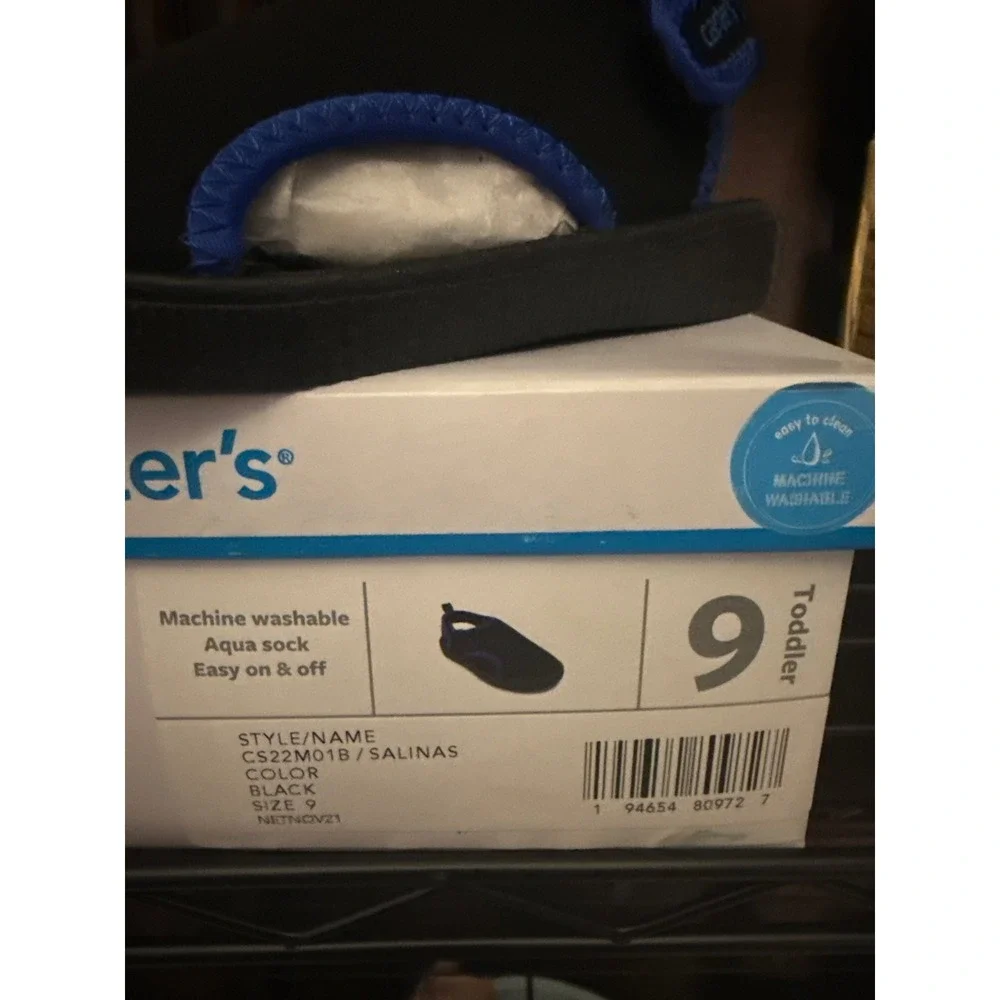 Carters Salinas Aqua Sock Toddler Water Shoes Black Blue Size 9 Toddler